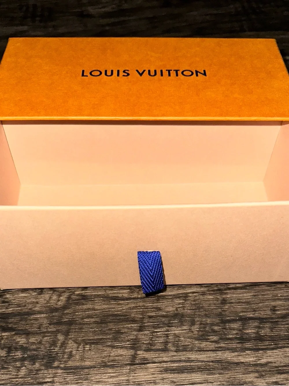 Louis Vuitton Orange Box with Cream Drawer and Blue Pull